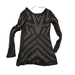 Rock & Republic Black Studded Long Sleeve Top